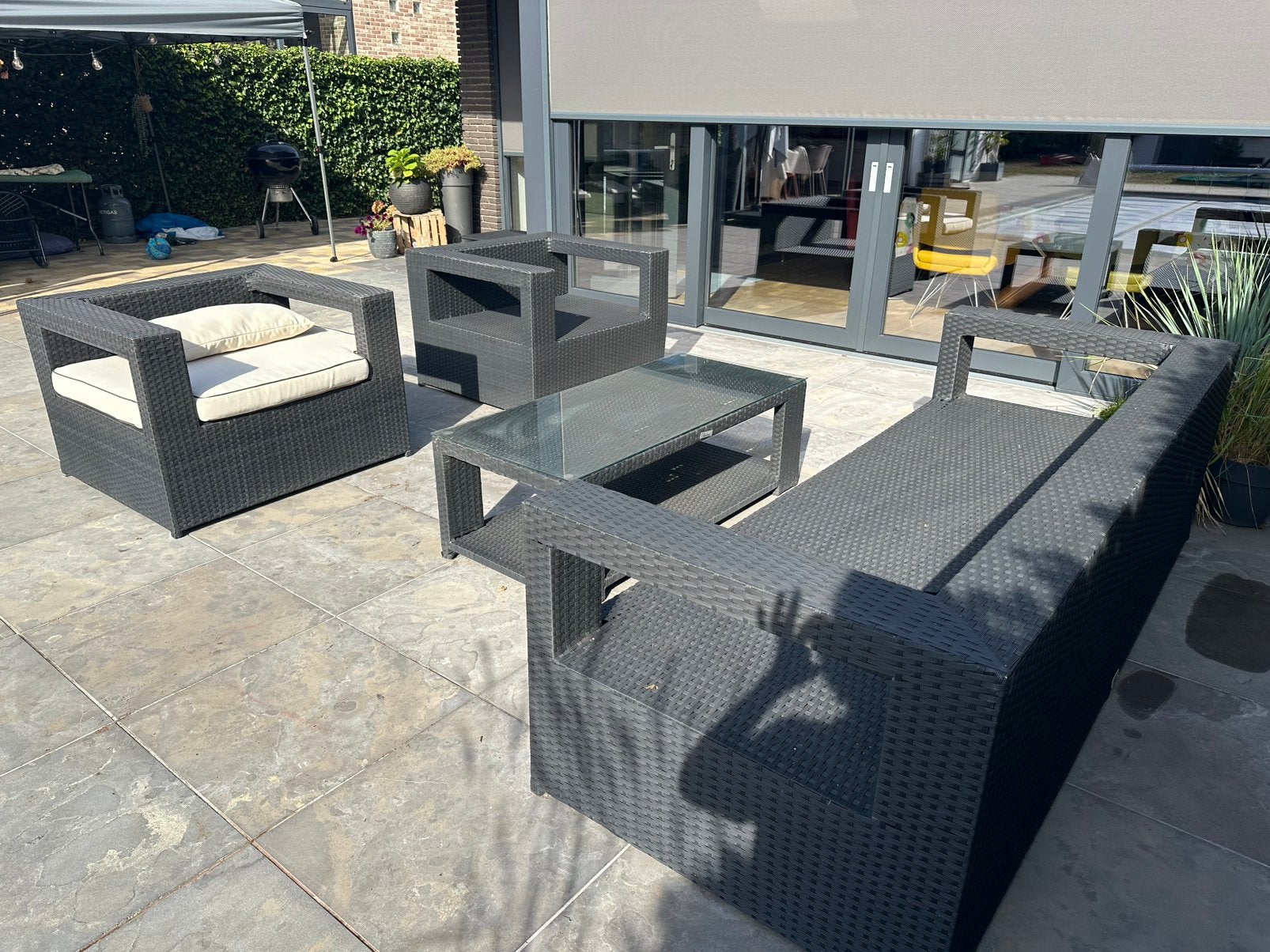 Loungeset, Tuin en Terras, Ophalen, 5 zitplaatsen, Kunststof, Gebruikt