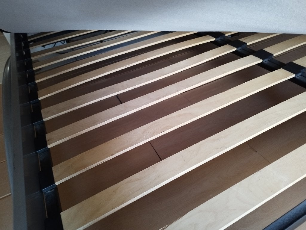 Bed 2 persoons 160 x 200 lattenbodem, Gris, Enlèvement, Utilisé, Deux personnes