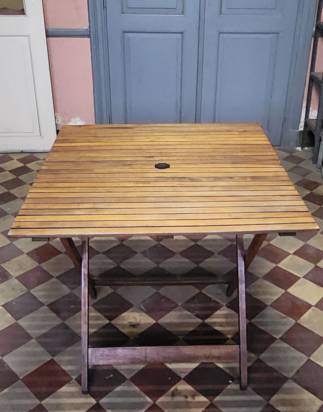 table de jardin pliable en bois 80cmx80cm, Caravanes & Camping, Enlèvement