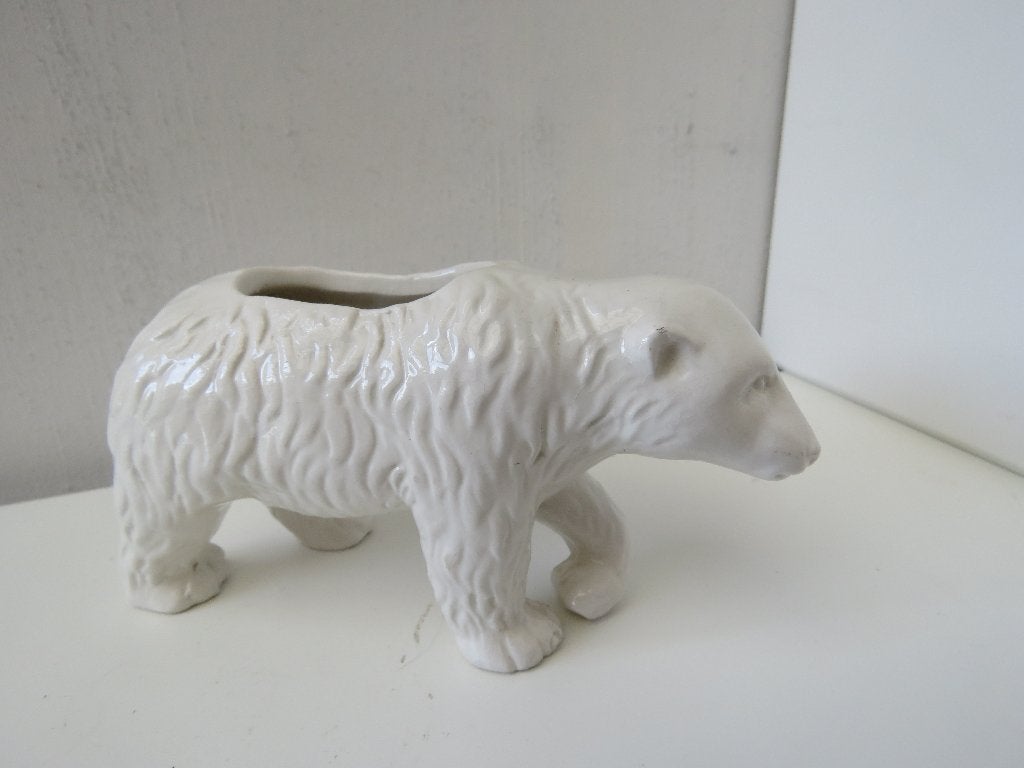 Pot de fleurs vintage en porcelaine avec ours polaire, Antiquités & Art, Enlèvement ou Envoi