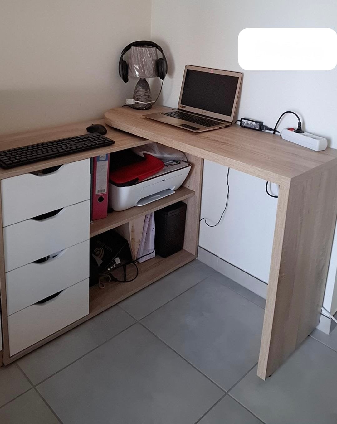 Bureau dangle très pratique (JYSK), Maison & Meubles, Comme neuf, Avec tiroirs, Bois, Moderne