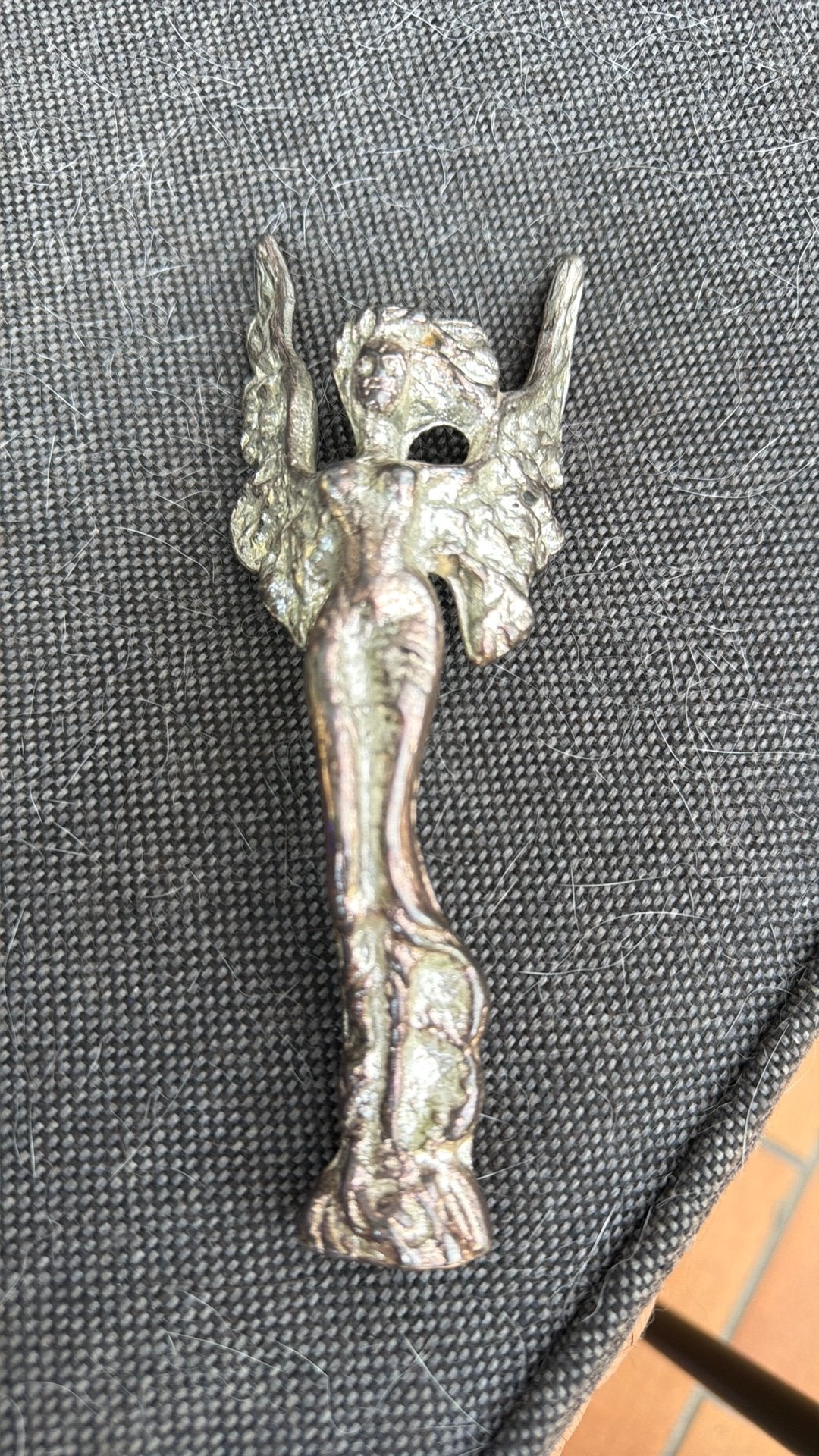 Bronzen vrouw met vleugels oldtimer automobile art nouveau, Verzenden, Brons