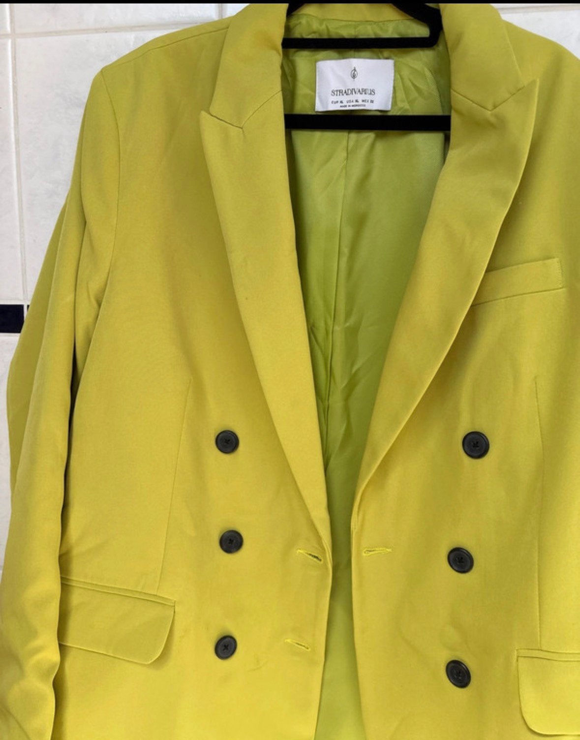 Blazer croisé lime, Vêtements | Femmes, Taille 42/44 (L), Comme neuf, Costume ou Complet, Jaune