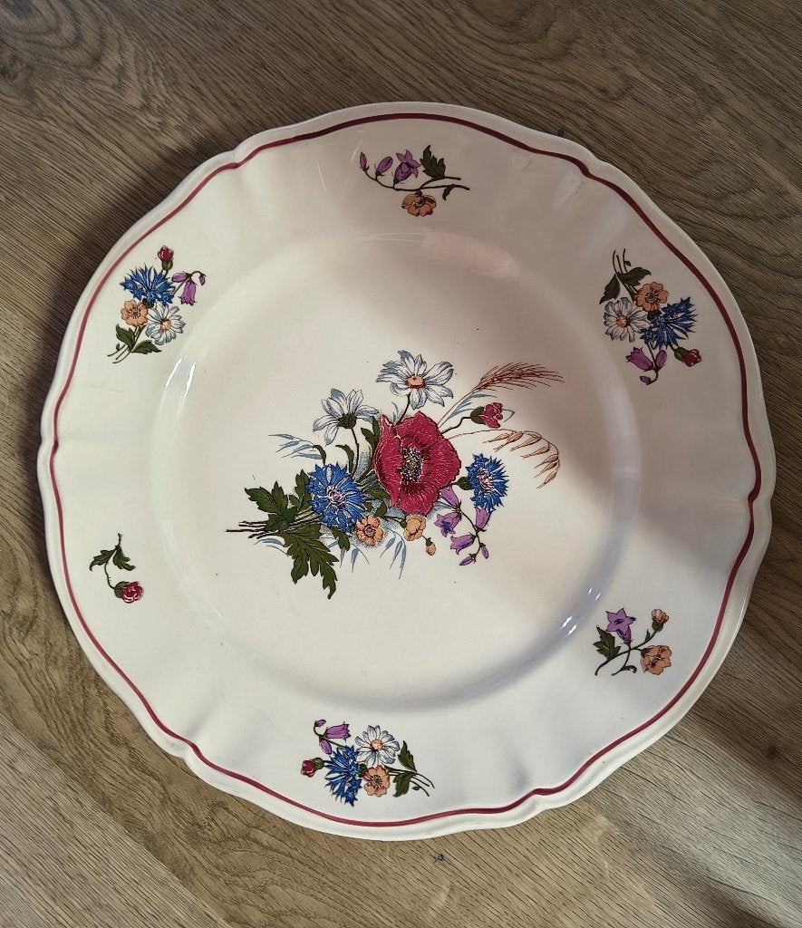 Groot vintage porseleinen bord met Bloemmotief, Ophalen