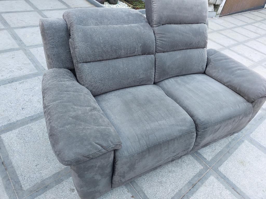 Electrische 3 en 2 zit sofa in Alcantara - relax zetel, Huis en Inrichting, Zetels | Zetels, Gebruikt, Rechte bank, Driepersoons