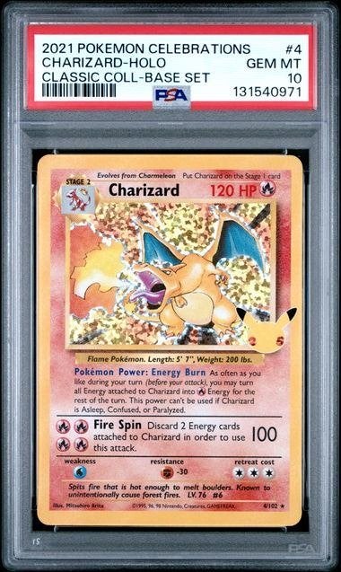 4/102 charizard celebrations psa 10, Hobby en Vrije tijd, Ophalen of Verzenden