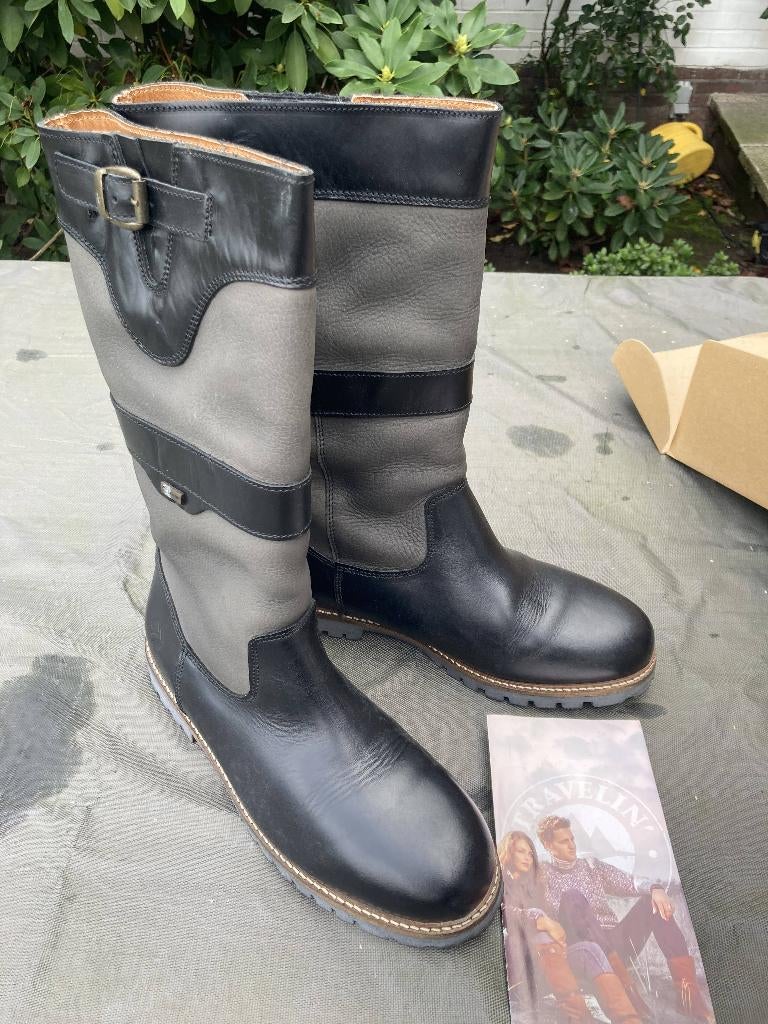 Travelin laarzen botten hoog leder grijs zwart maat 43 NIEUW, Ophalen, Nieuw, Zwart