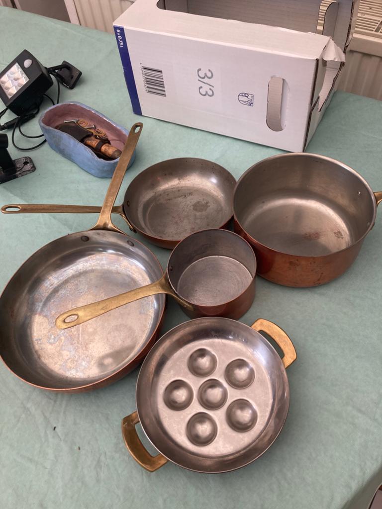 Koperen pannen te koop, Ophalen, Gebruikt, Koekenpan of Braadpan