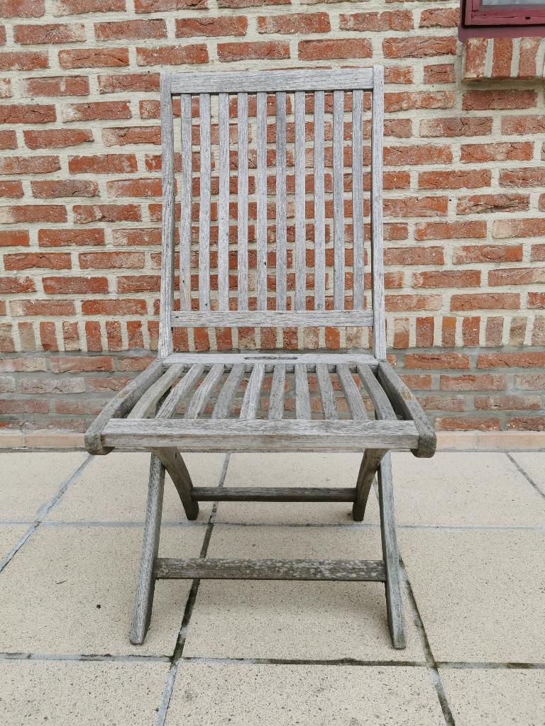 6 teak tuinstoelen, Tuin en Terras, Tuinstoelen, Ophalen, Gebruikt, Teakhout, Inklapbaar
