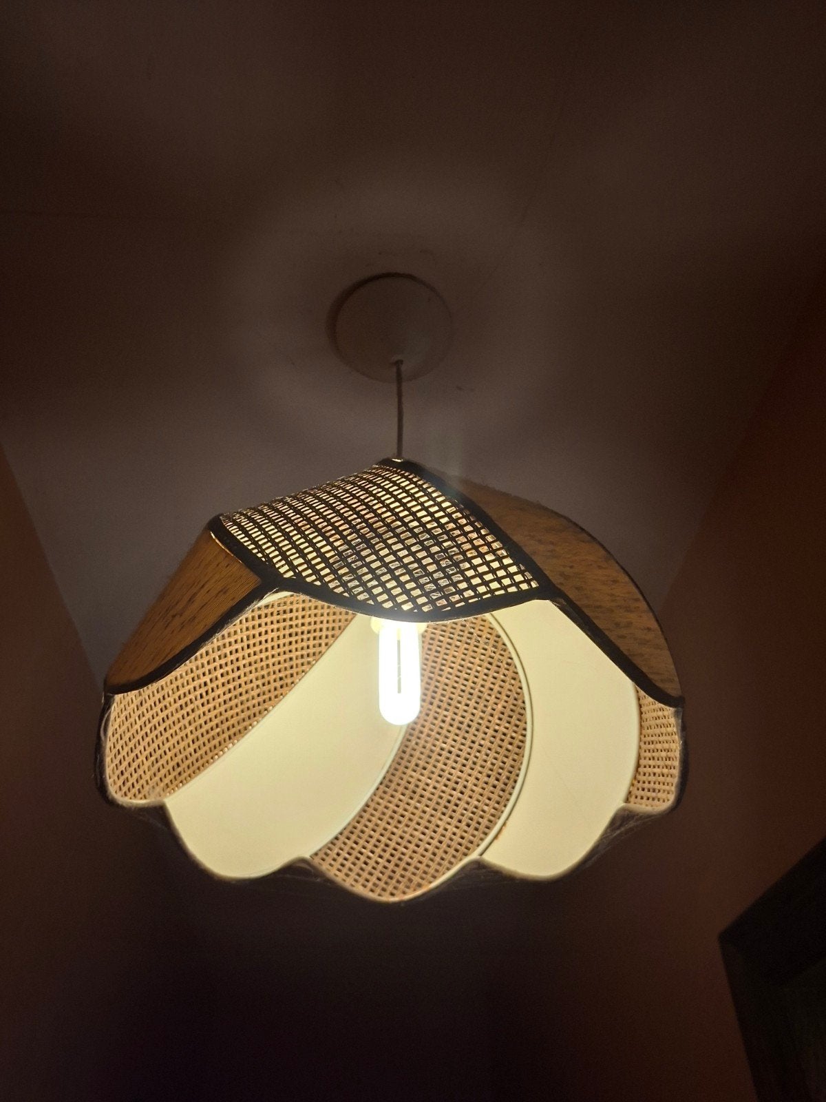 Lampe vintage en rotin, Enlèvement ou Envoi, Utilisé