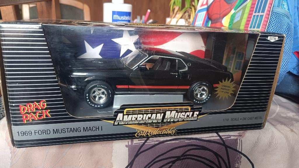 1/18 1969 Ford Mustang Mach1 Drag Pack Ertl 1of2500, Hobby & Loisirs créatifs, Voitures miniatures | 1:18, Enlèvement, Neuf, Voiture