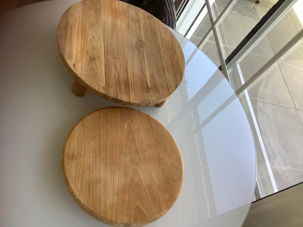 Set van 2 houten serveerschotels/minitafeltjes, Huis en Inrichting, Ophalen, Gebruikt