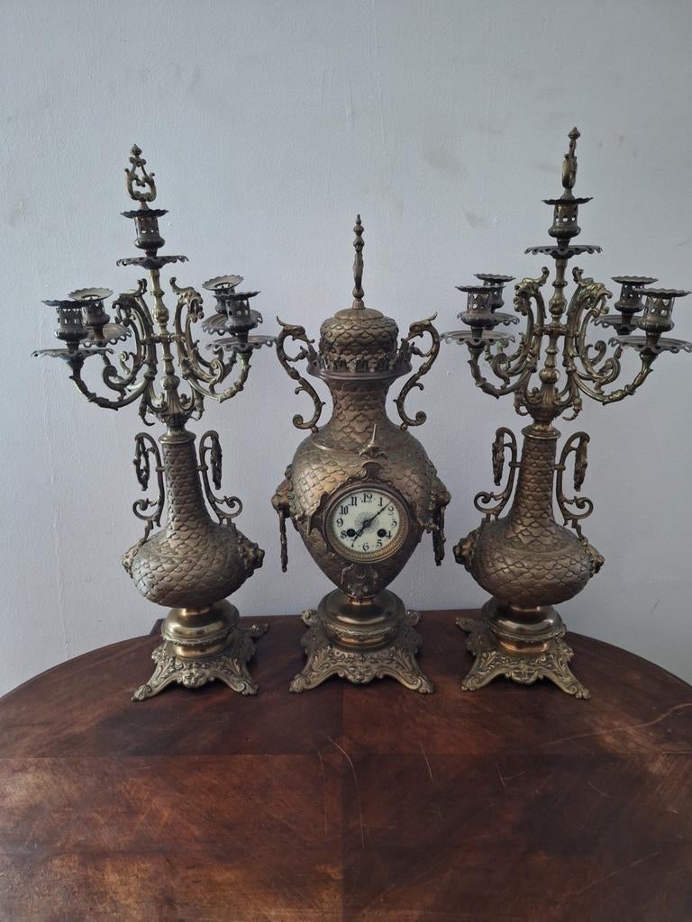 H Luppens & koperen pendule, Antiek en Kunst