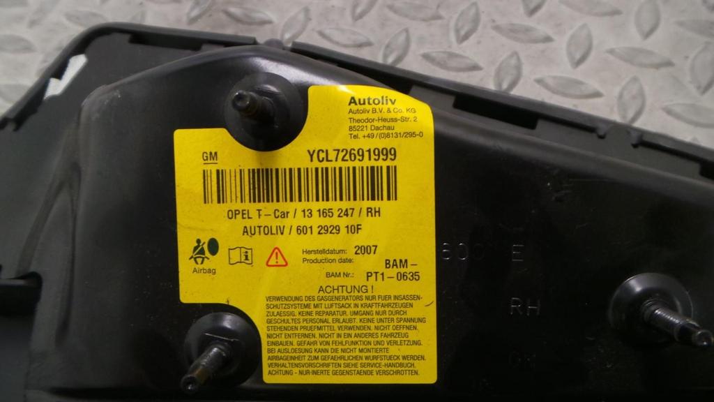 OPEL ZAFIRA AIRBAG RECHTS 2007, Ophalen of Verzenden, Gebruikt, Stiba lid
