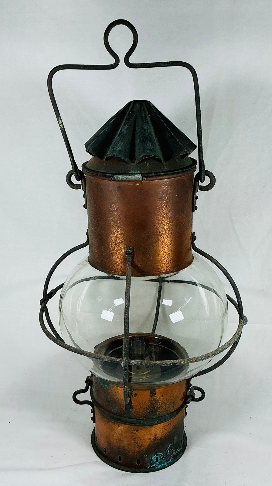 Lampe de navire pétrole maritime cuivre antique XIXe siècle, Antiquités & Art, Enlèvement ou Envoi
