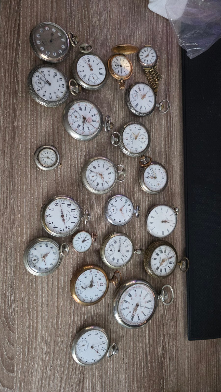 Lot de 22 montres de poche anciennes en argent + dorées Lot, Enlèvement ou Envoi, Argent, Montre-bracelet, Avec bracelet