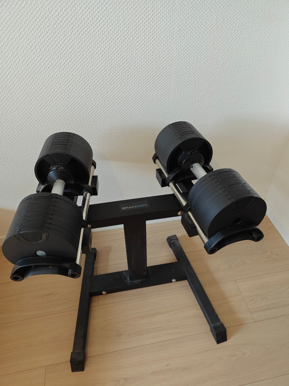 verstelbare dumbbells 2x32KG + stand, Enlèvement, Comme neuf, Bras, Haltère