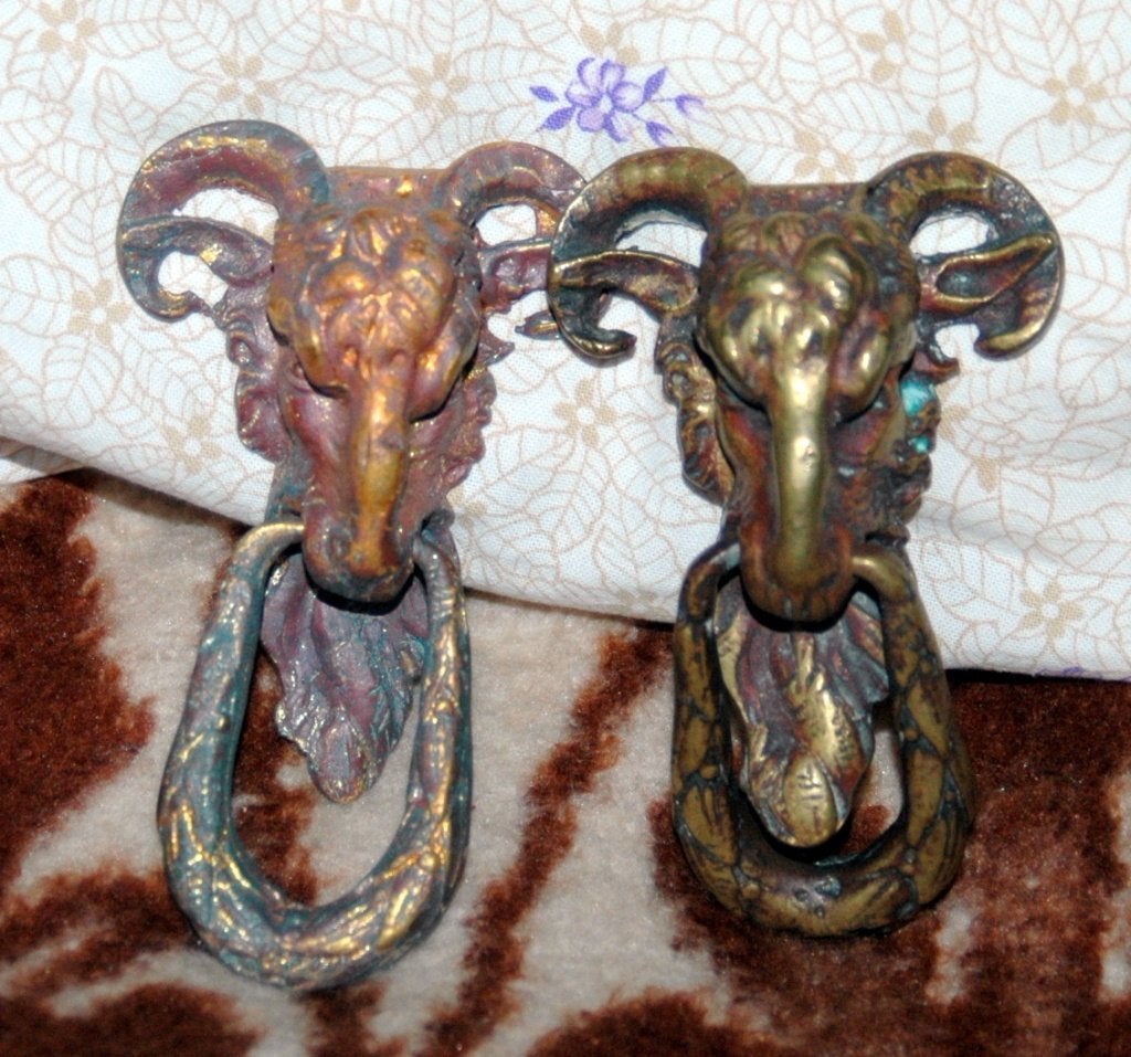 2 Heurtoirs de porte Bélier bronze, Antiquités & Art, Enlèvement, Bronze