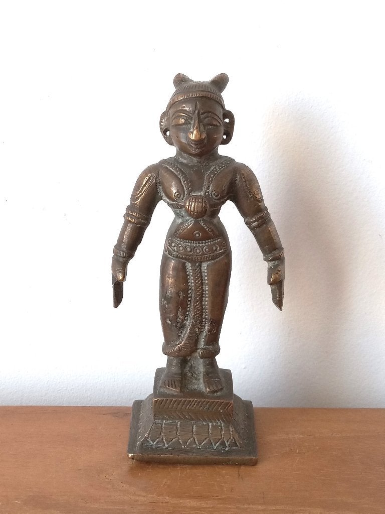 Statuette indienne en bronze, Antiquités & Art, Fait main, Brun, Bronze, Inde