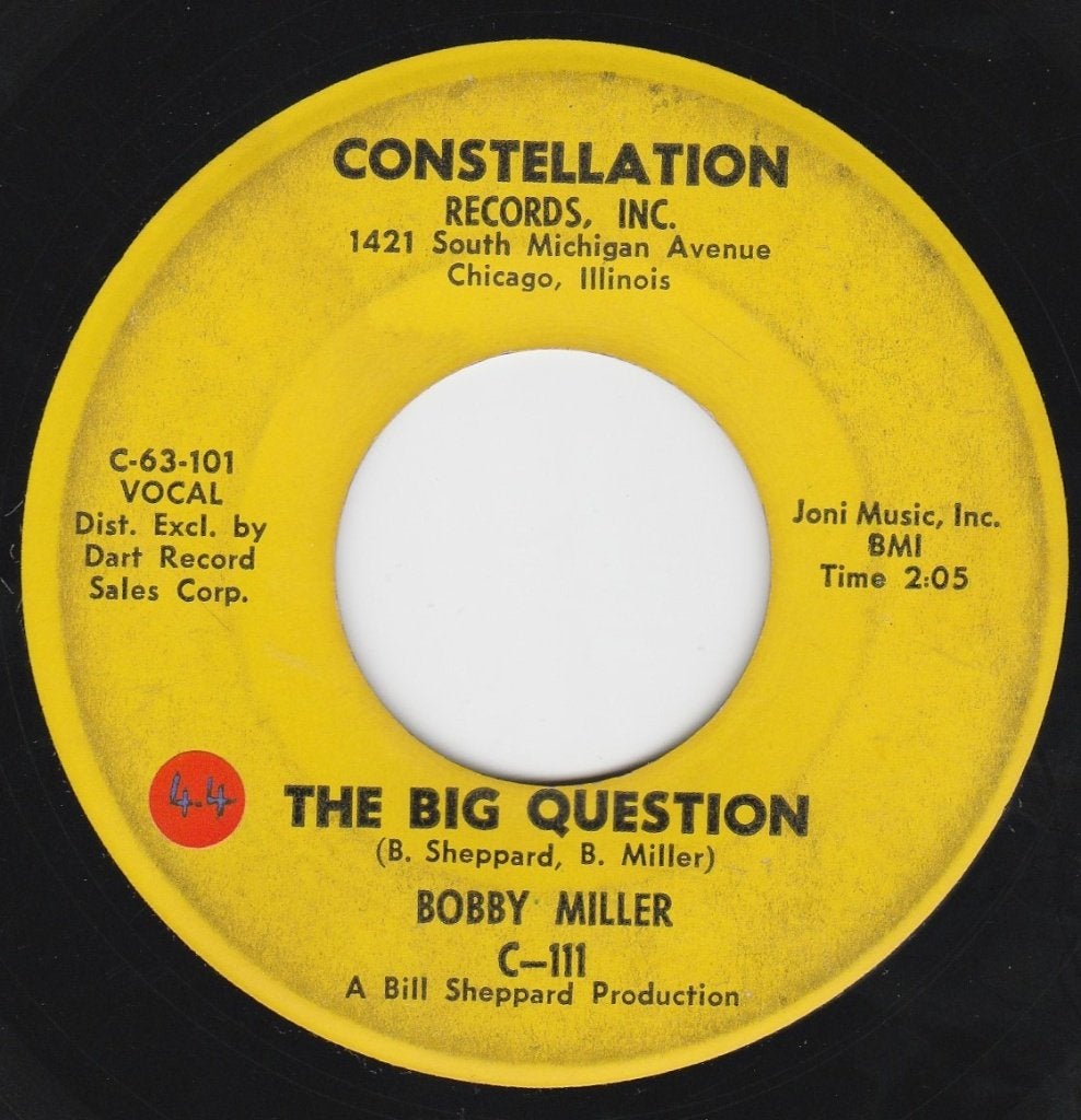 Bobby Miller - The Big Question * Popcorn, Groove *, Enlèvement ou Envoi, 7 inch, Utilisé, Housse de protection extérieure