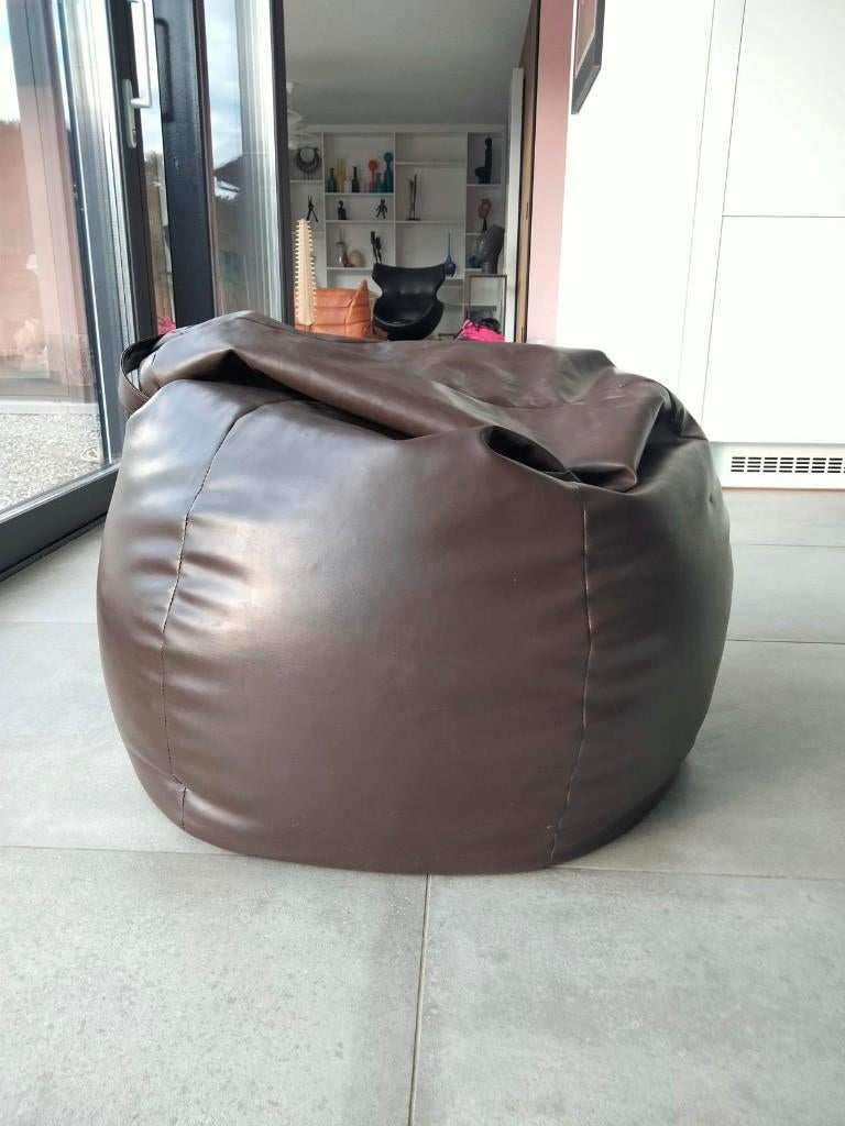 1980s vintage zitzak lounge chill relax, Enlèvement ou Envoi, Utilisé, Brun, Pouf