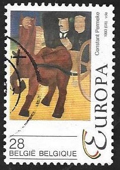 1 Postzegel België 1993 Europa – Hedendaagse kunst, Europa, Frankeerzegel, Ophalen of Verzenden, Gestempeld
