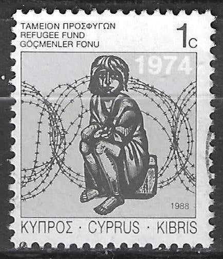 Chypre 1988 - Yvert 702 - Fonds pour les réfugiés (ST), Envoi, Affranchi