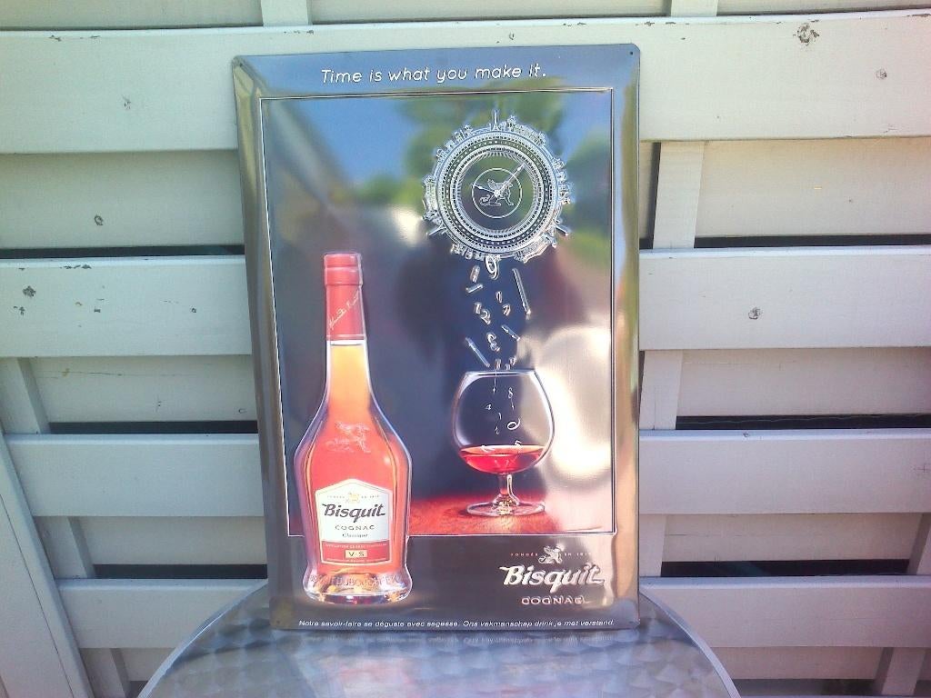 Metalen reclamebord Bisquit cognac., Verzamelen, Ophalen of Verzenden, Nieuw, Reclamebord
