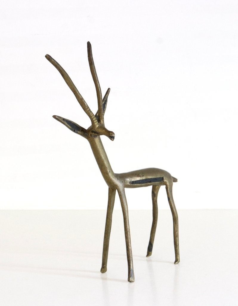 Vintage Beeld Brons Gazelle Beeldje Hert, Antiek en Kunst, Ophalen of Verzenden, Brons