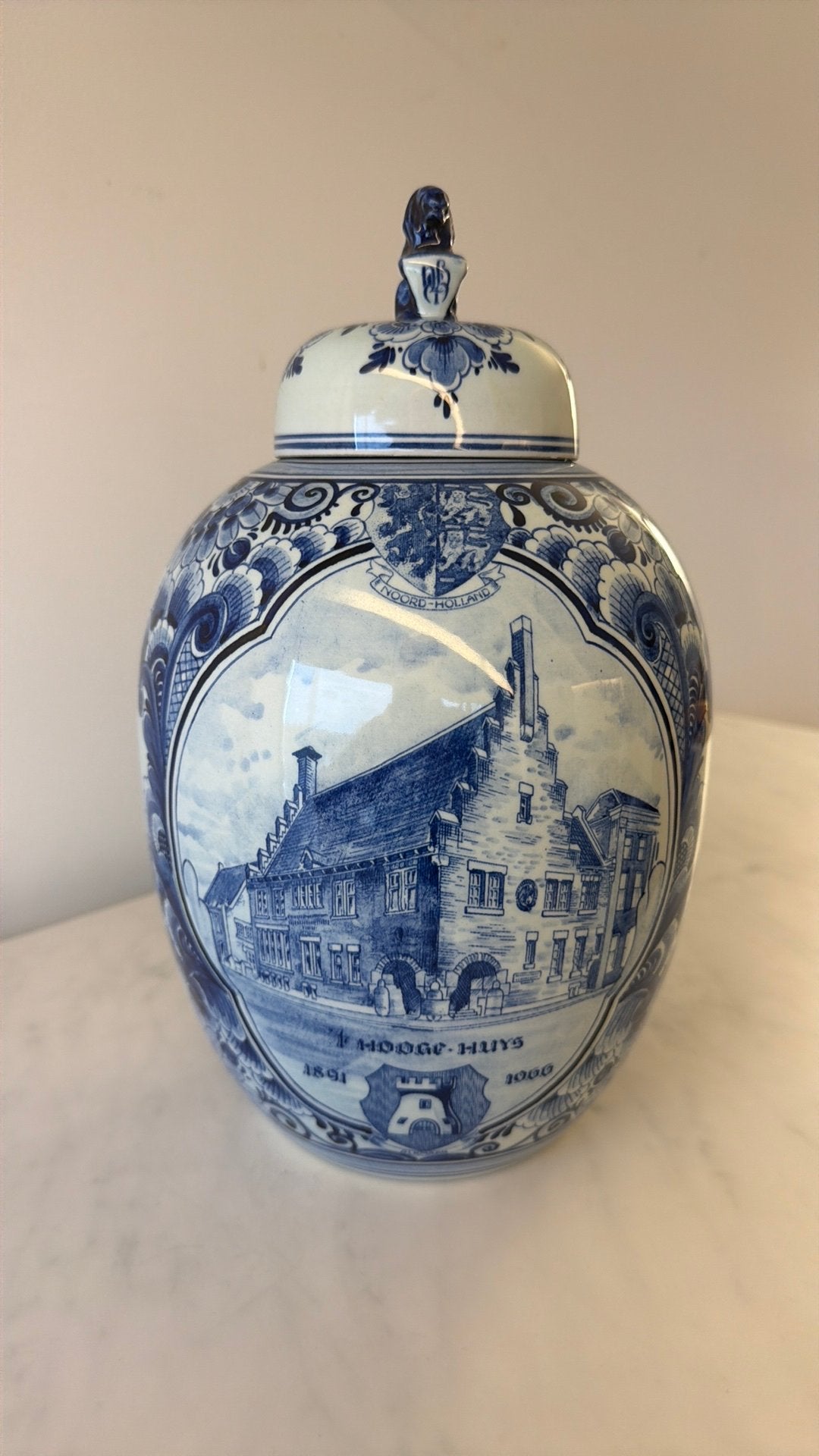 Delfts Blauw Jubileum Dekselvaas 't Hooge Huys 1966, Ophalen