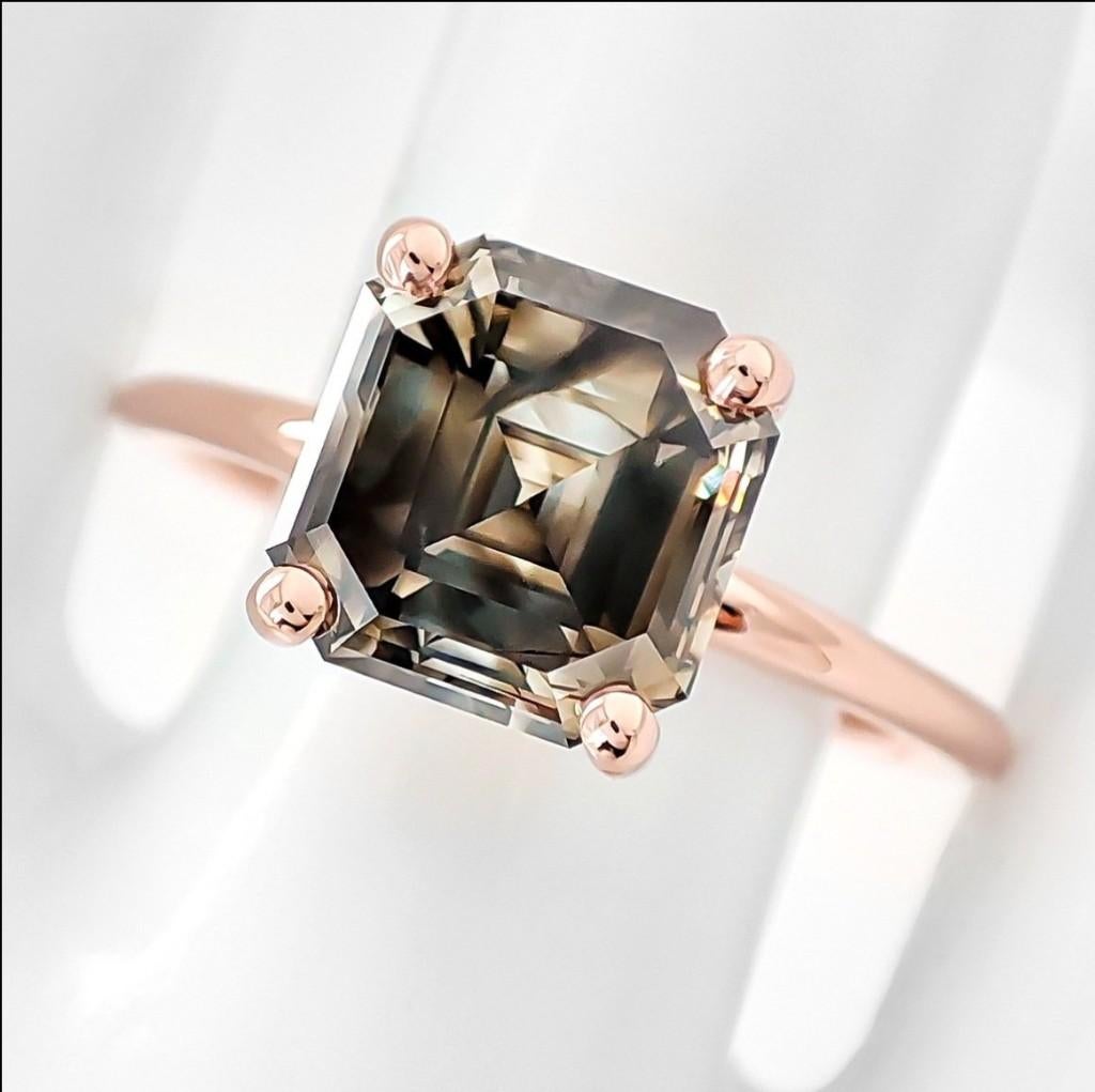 Bague exceptionnelle, or rose 14 ct, diamant de 3,51 carats, Bijoux, Sacs & Beauté, Bagues, Neuf, Enlèvement ou Envoi, Rose, Or
