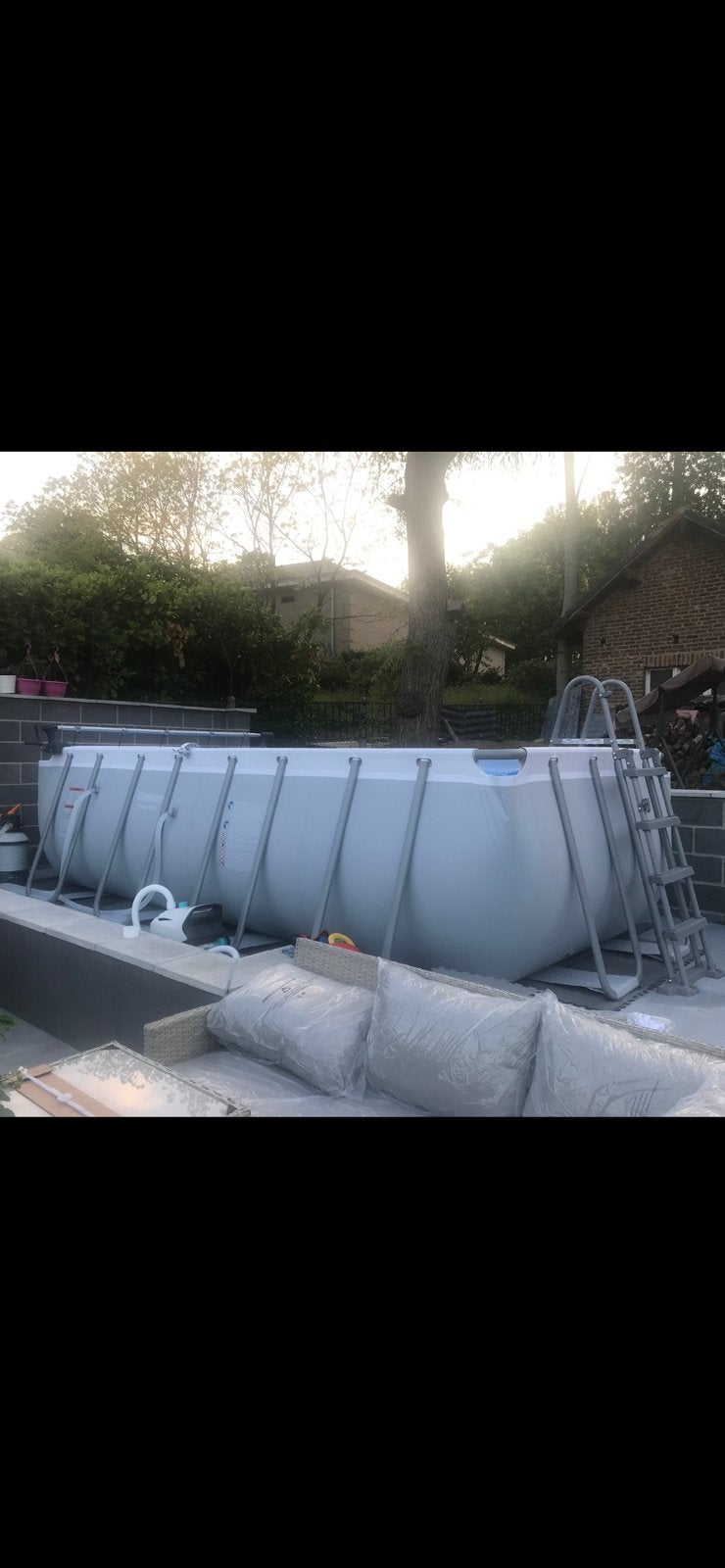 Piscine tubulaire 4 x 2m avec pompe a chaleur, 200 à 400 cm, Enlèvement, Utilisé, Rectangulaire
