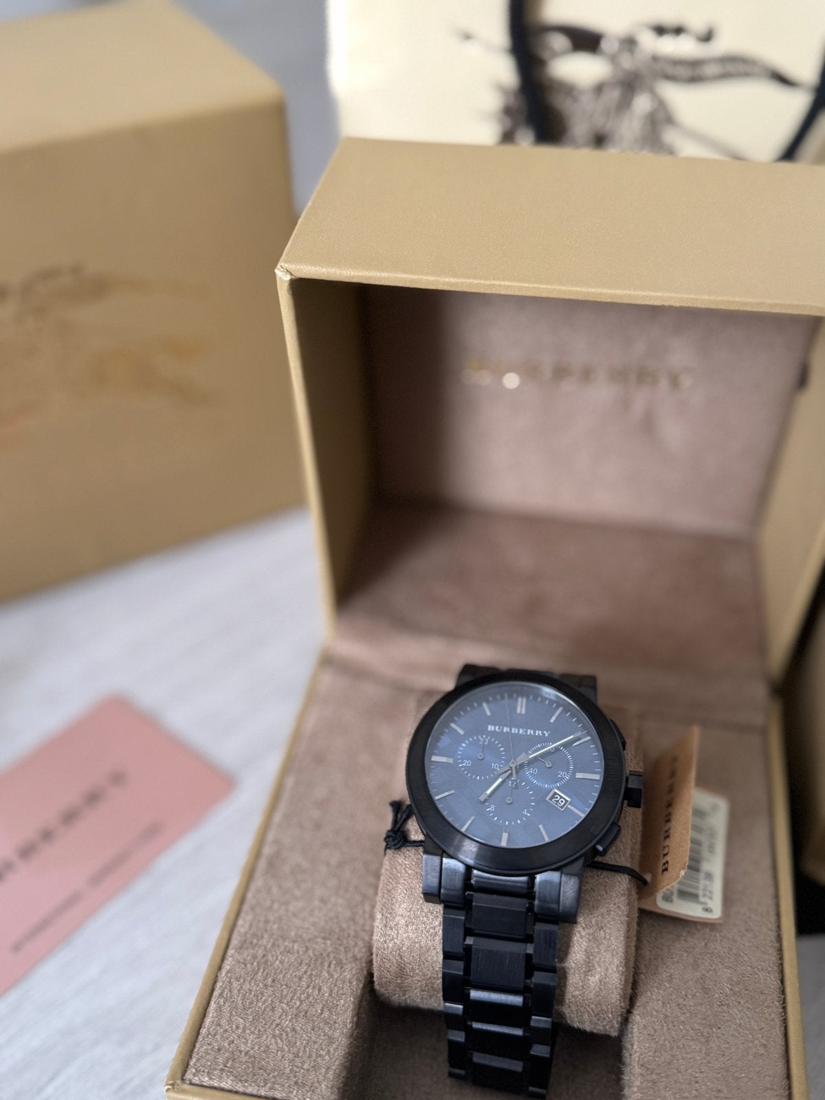 Burberry The City Chronograph (BU9365) - Complete Set, Bijoux, Sacs & Beauté, Autres marques, Enlèvement ou Envoi, Acier, Acier