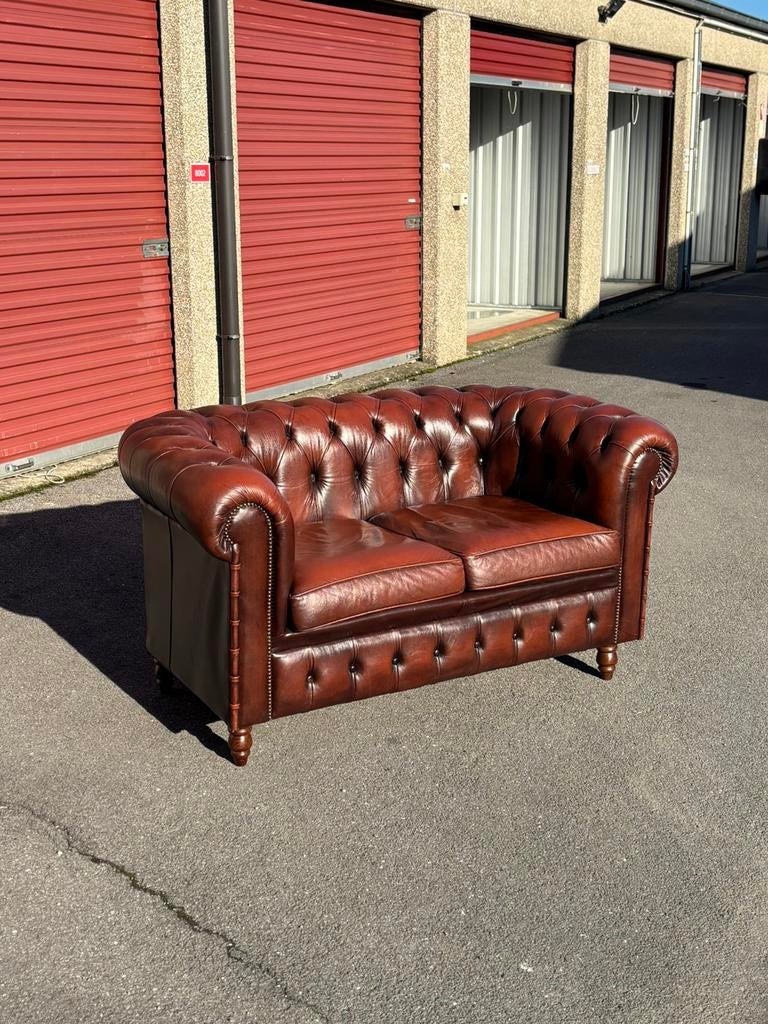 Canape Chesterfield 2 places cuir occasion, Gebruikt, 150 tot 200 cm, Tweepersoons, Ophalen of Verzenden