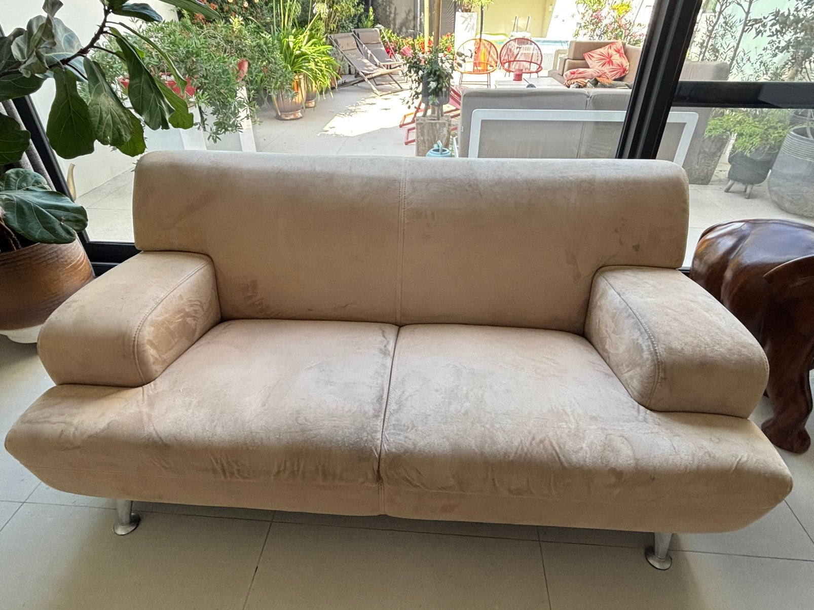 Beige, comfortabele, sofa, Ophalen, Gebruikt, Modern, tijdloos, 150 tot 200 cm