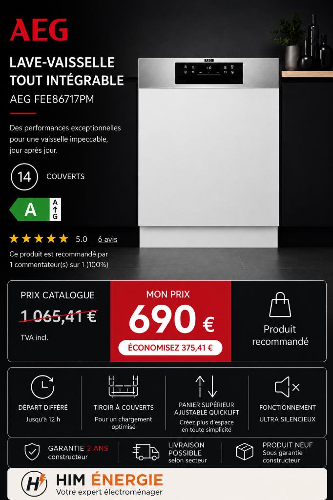 AEG 14 Place vaatwasmachine 2 jaar garantie, Elektronische apparatuur, Ophalen, Minder dan 85 cm, Nieuw, Energieklasse A of zuiniger
