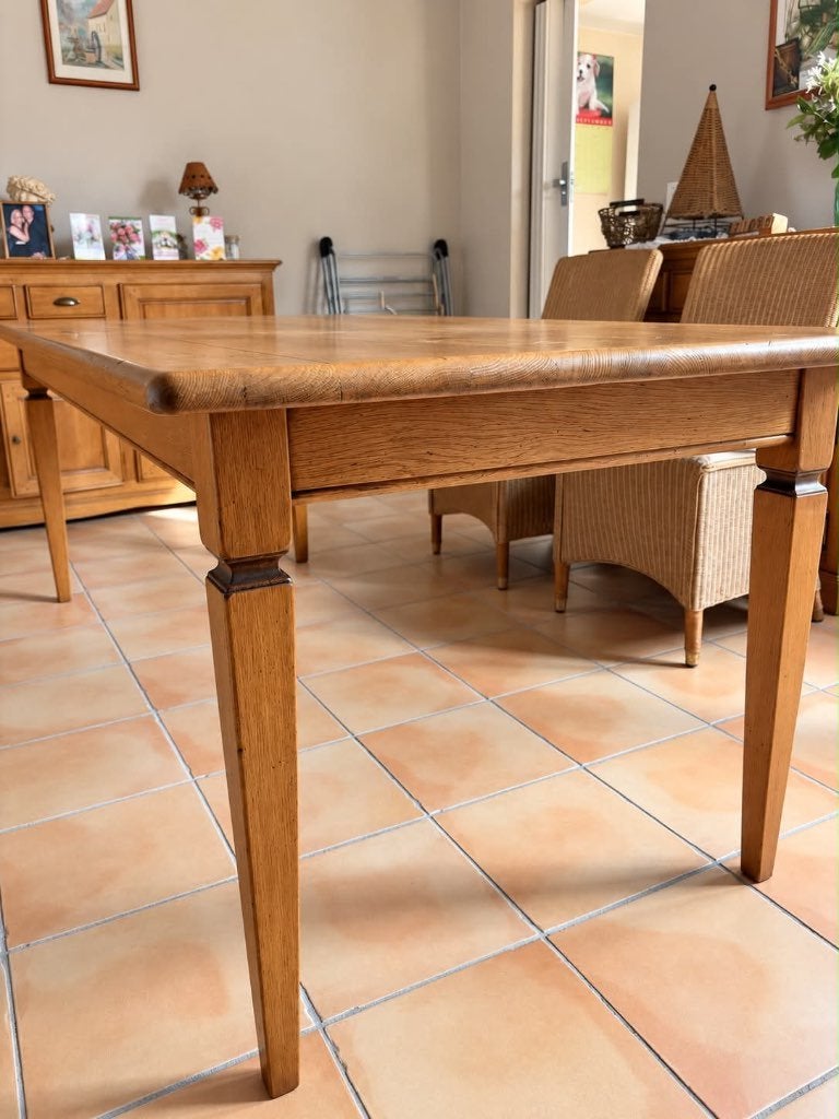 Prachtige massieve houten tafel, Ophalen, Eikenhout, 200 cm of meer, 50 tot 100 cm