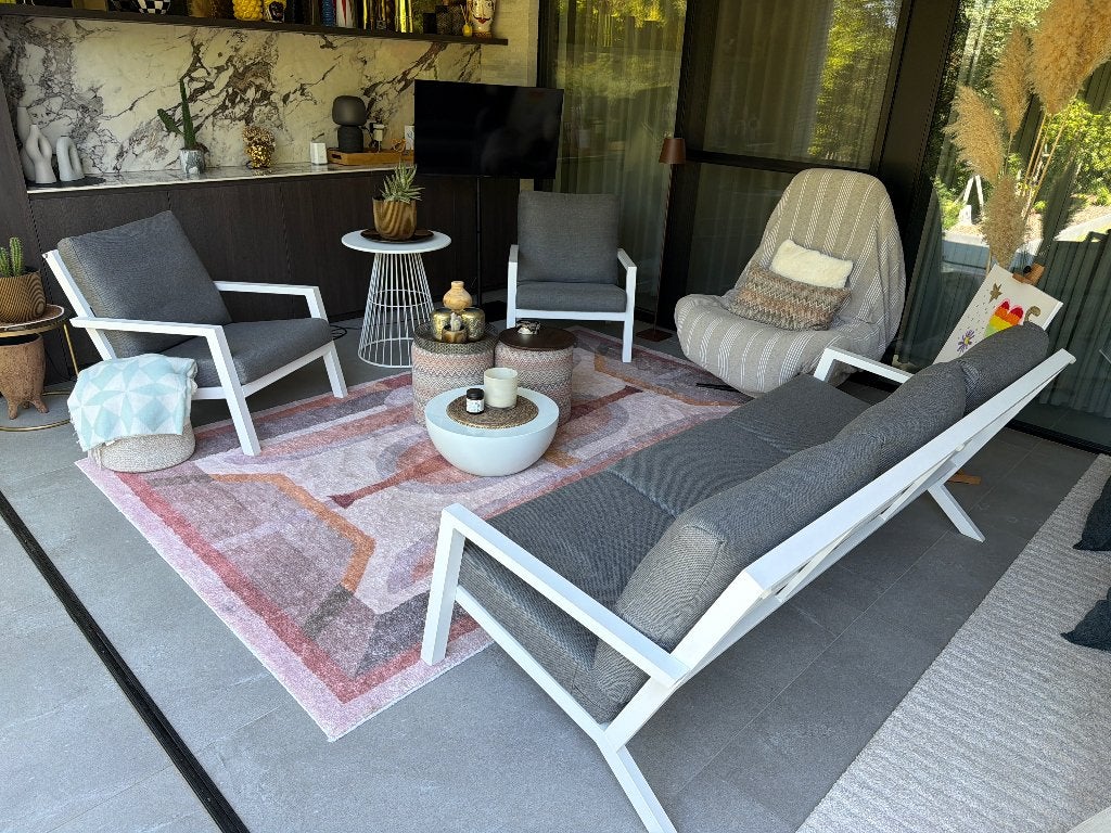 Tuinset (3-zit + tweemaal 1-zit), Tuin en Terras, Ophalen, 5 zitplaatsen, Aluminium, Zo goed als nieuw