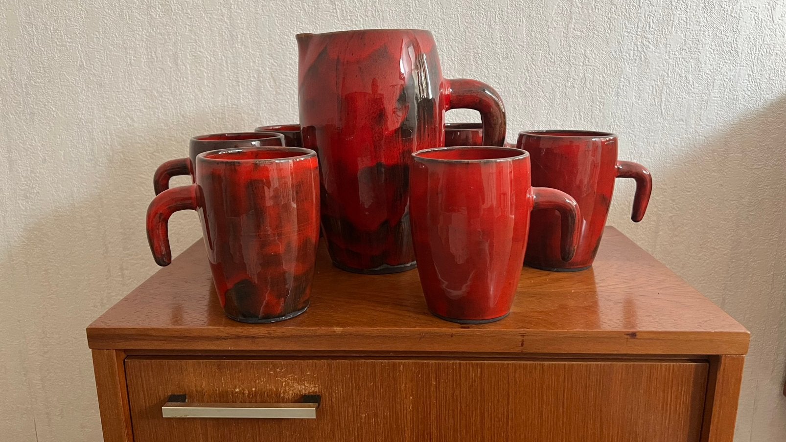 Complete set vintage mokken & kan, Antiek en Kunst, Ophalen