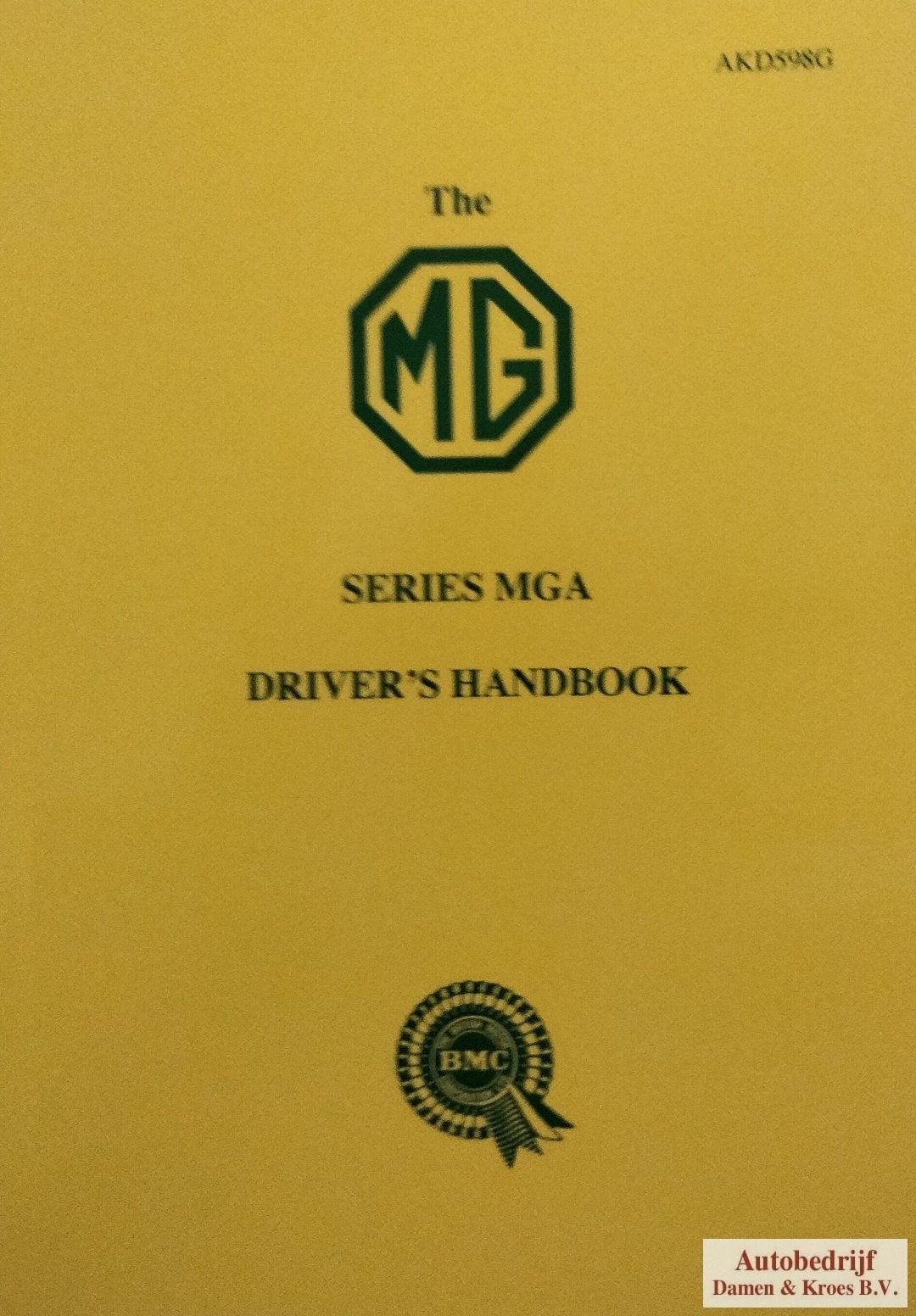 Handboek MG series MGA Instructieboekje AKD598G (Engelstalig, Auto diversen, Handleidingen en Instructieboekjes, Ophalen of Verzenden