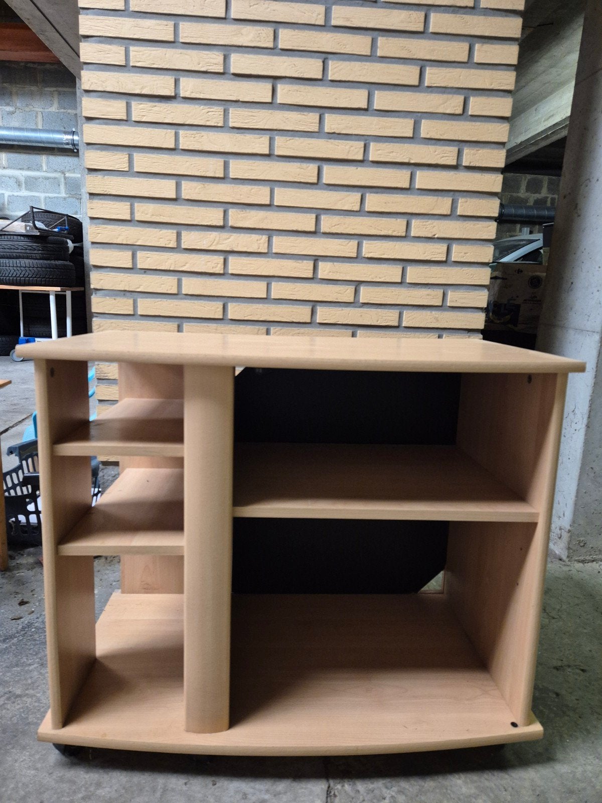 Meuble Tv bois clair sur roulettes, Maison & Meubles, 25 à 50 cm, Moins de 100 cm, Enlèvement, Utilisé