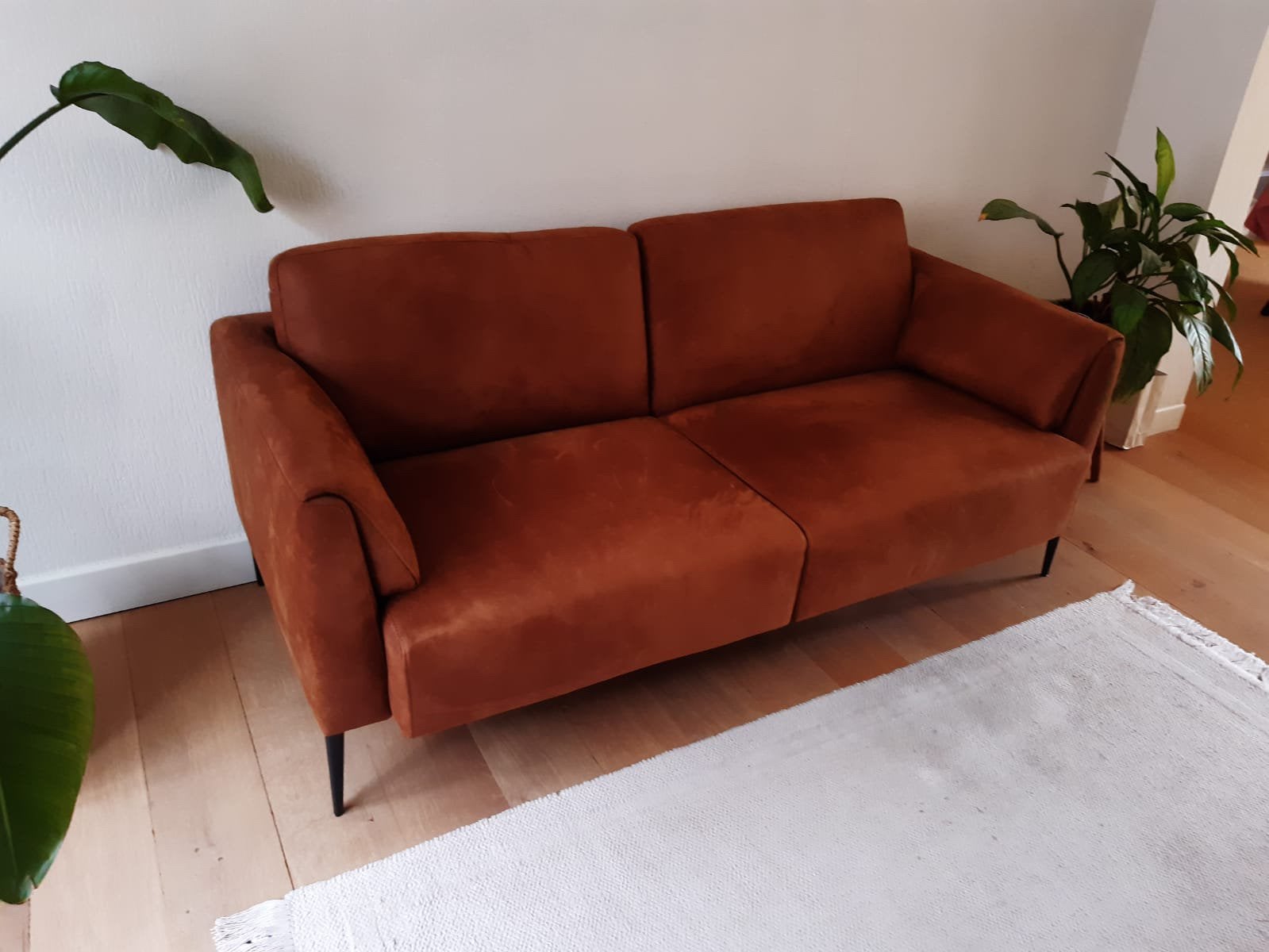 Zetel, kunstleder, camel kleur, Ophalen, Zo goed als nieuw