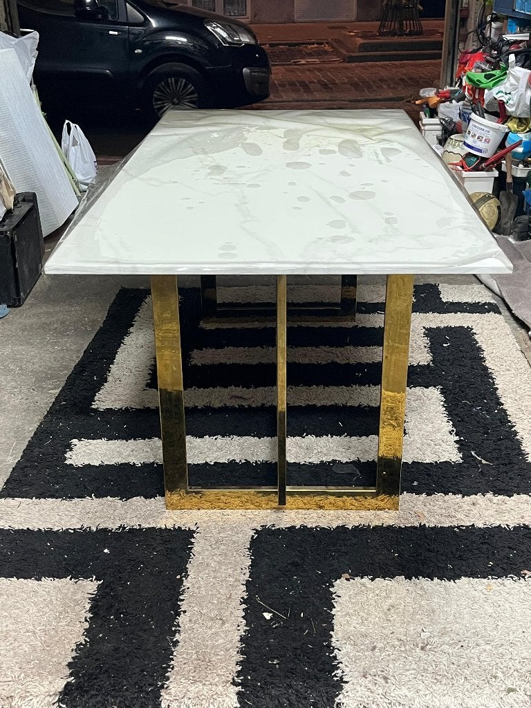 Magnifique table en marbre, 150 à 200 cm, Cinq personnes ou plus, Marbre, Comme neuf