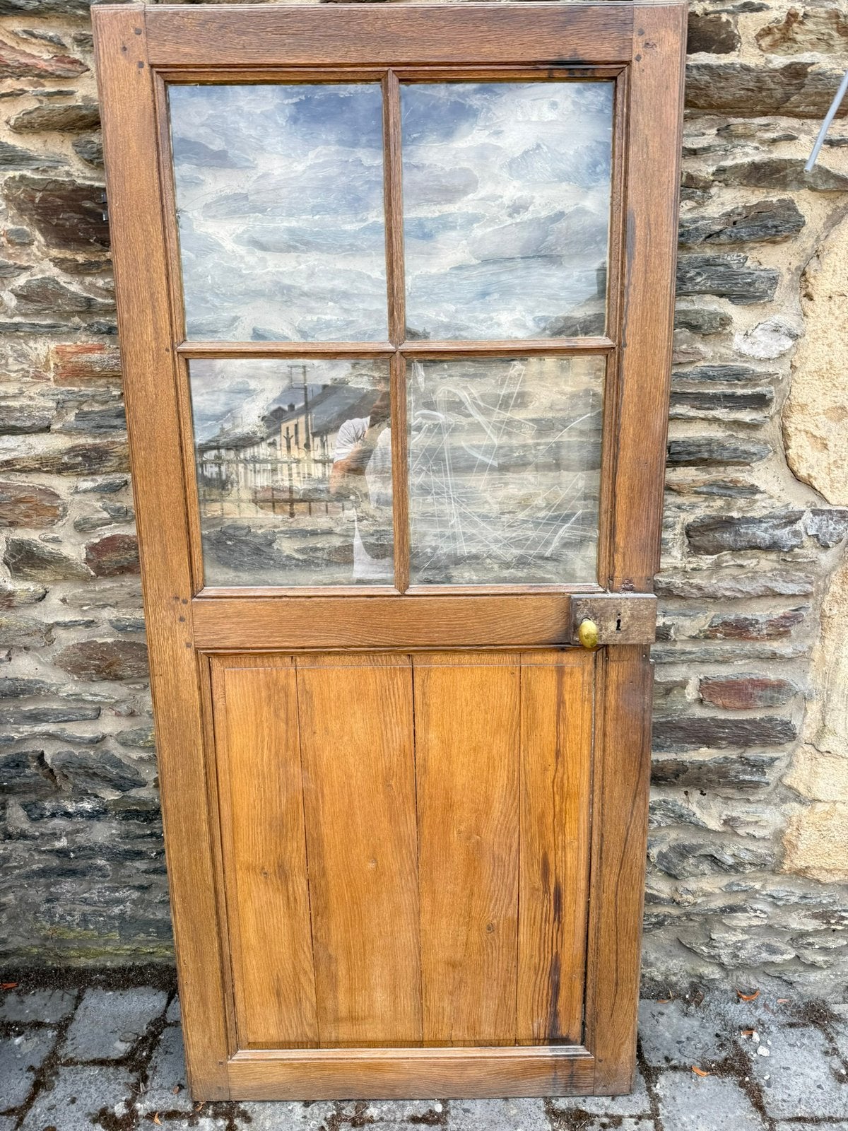 Porte en chêne massif d’interieur avec fenetre, Enlèvement