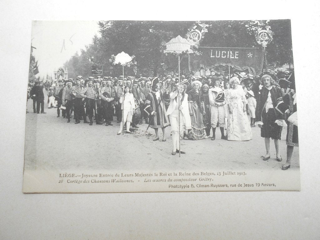 ancienne carte postale Liège 1913 Roi reine Belges, Collections, Enlèvement ou Envoi, Avant 1920, Non affranchie, Liège