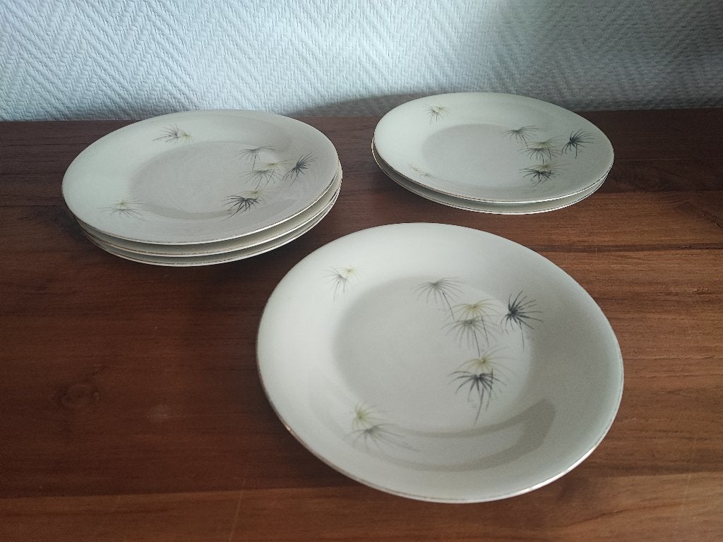 6 assiettes gâteaux vintage avec fleurs Jacob Hertel Bavaria, Enlèvement ou Envoi