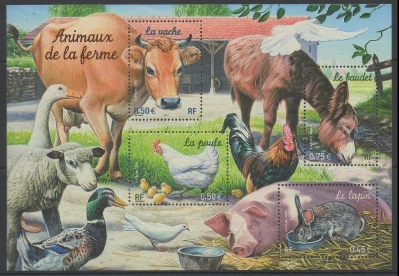 FRANKRIJK 2004 Boerderij Dieren Blokje, Michel: B-37, Postfr, Verzenden, Postfris, Dier of Natuur