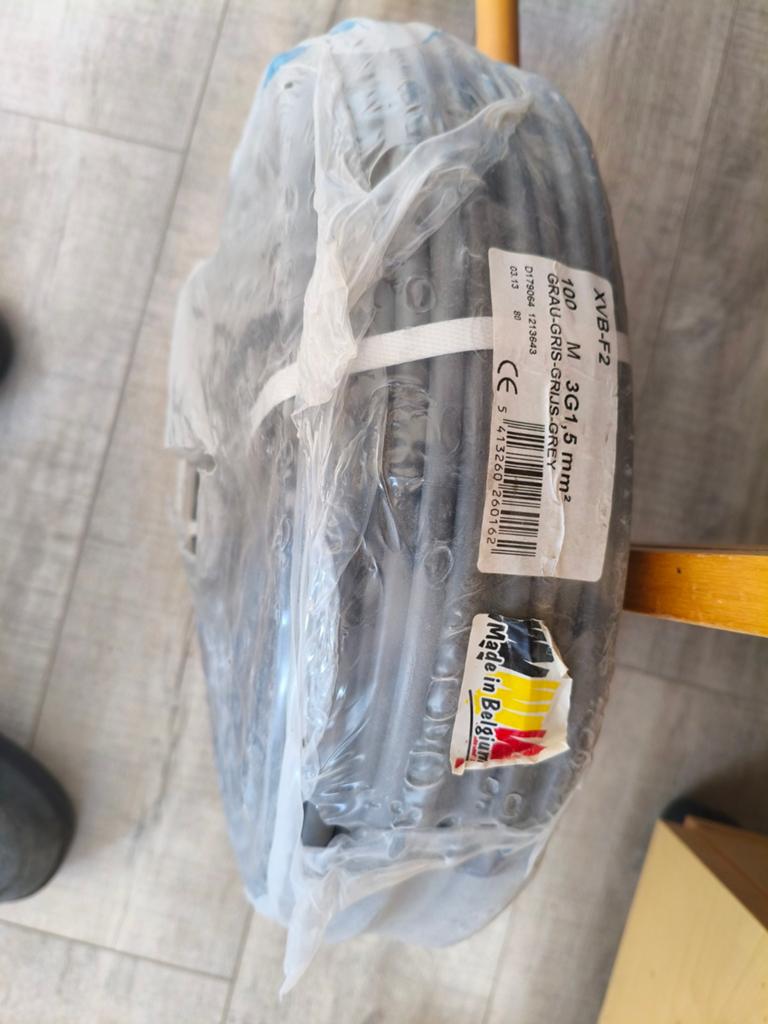 verlichttingsdraad XVB-F2 3G1.5mm², Doe-het-zelf en Bouw, Elektriciteit en Kabels, Nieuw, Kabel of Snoer, Ophalen