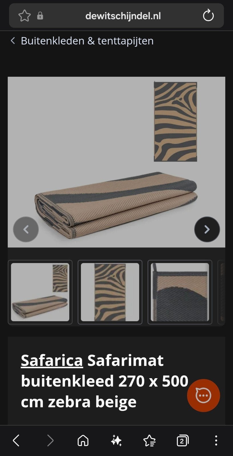 Safari mat buitenkleed, Caravans en Kamperen, Ophalen