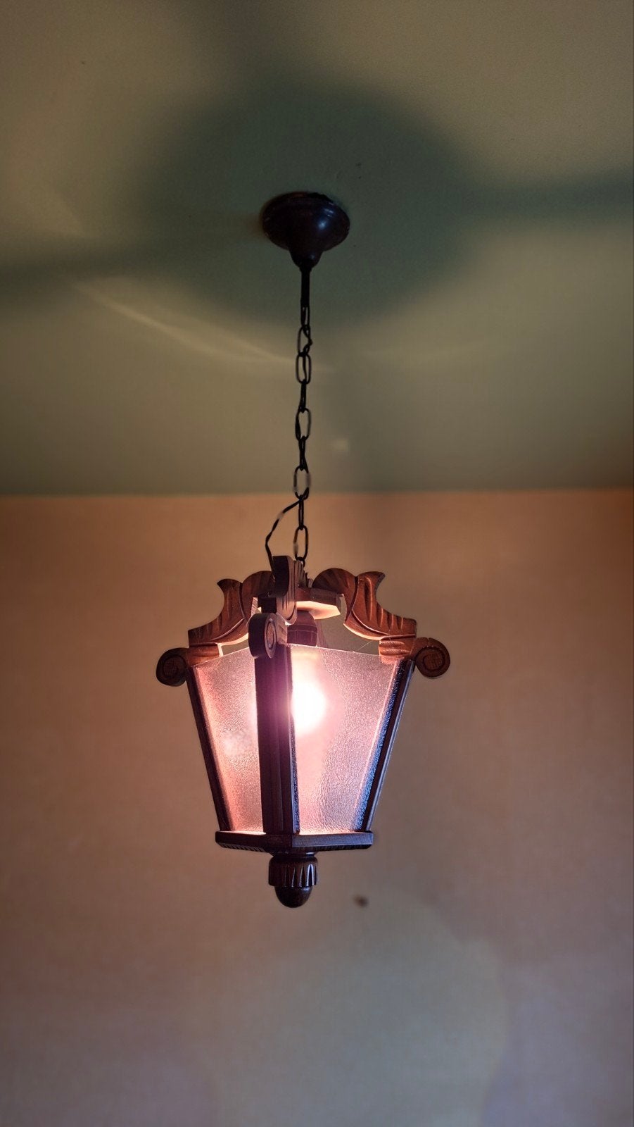 Vintage houten hanglamp, Antiek en Kunst, Ophalen